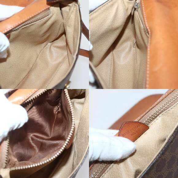 CELINE Macadam Canvas Shoulder Bag Pvc Leather Brown Gold - Picture 12 of 13